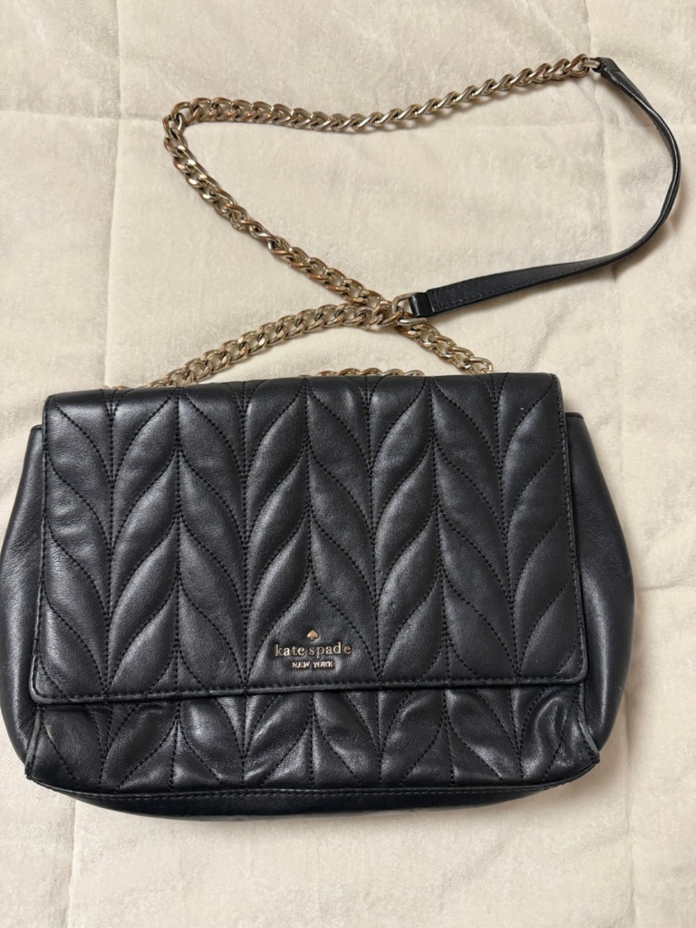kate spade Black Quilted Leather Chain Crossbody Bag